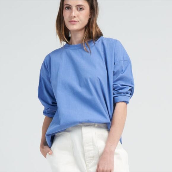 Girls of Dust Gardener Smock Linen Poplin Blue Medium - Picture 1 of 9